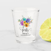 Veertig 'Bright & Bold Floral 40e verjaardag Shot Glas (Voorkant)