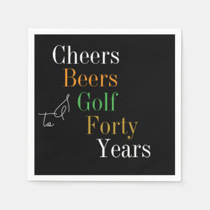 Veertig Cheers Beers Golf Zwart Goud 40e Verjaarda Servet