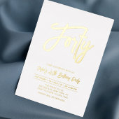 veertig | Chic Folie Script 40th Birthday Party Folie Uitnodiging