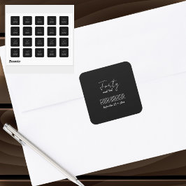 Veertig en Fab Tekst Naam Modern Zwart Vierkante Sticker