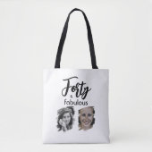 Veertig en fabelachtig 2 foto 40e verjaardag tote bag (Voorkant)
