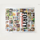 Veertig en Fabulous 40 Foto Collage Verjaardag Wandkleed (Voorkant (horizontaal))