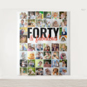 Veertig en Fabulous 40 Foto Collage Verjaardag Wandkleed (Voorkant)