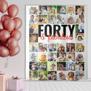 Veertig en Fabulous 40 Foto Collage Verjaardag Wandkleed