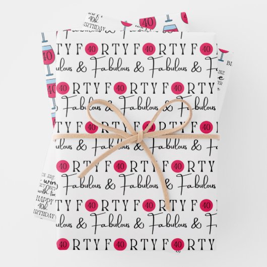 Veertig en Fabulous Birthday Wrapping Sheets Inpakpapier Vel (In situ)