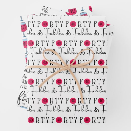 Veertig en Fabulous Birthday Wrapping Sheets Inpakpapier Vel (In situ)