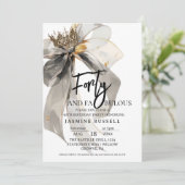 Veertig en Fabulous Boog Verjaardagsfeestje Voor V Kaart (Staand voorkant)