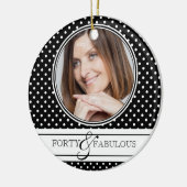 Veertig en Fabulous BW-pokadots Keramisch Ornament (Links)