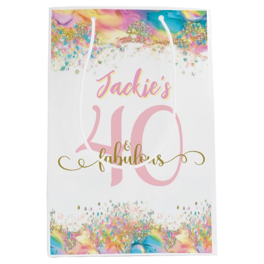 Veertig en Fabulous Custom Gift Bag Medium Cadeauzakje (Voorkant)