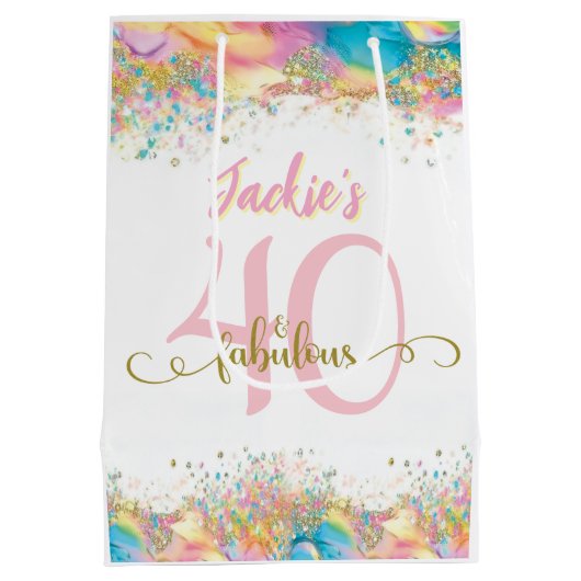 Veertig en Fabulous Custom Gift Bag Medium Cadeauzakje (Achterkant)