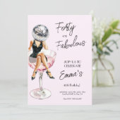 Veertig en Fabulous Disco Verjaardag Custom Invite Kaart (Staand voorkant)