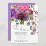 Veertig en Fabulous Elegant Floral 40e verjaardag Kaart<br><div class="desc">Veertig en Fabulous Elegant Floral 40th Birthday Invitations is voorzien van een stijlvolle waterverf bloem in roze, paarse en bogundische roze roze, met groen. Voeg gewoon je aangepaste tekst toe voor je uitnodiging voor je veertigste verjaardag. Gepersonaliseerd door de tekst in de tekstvakjes uit te geven verstrekt. Ontworpen door ©Evco...</div>