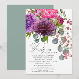 Veertig en Fabulous Elegant Floral 40e verjaardag Kaart