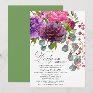 Veertig en Fabulous Elegant Floral 40e verjaardag Kaart
