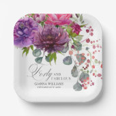 Veertig en Fabulous Elegant Floral 40e verjaardag Papieren Bordje (Voorkant)