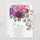 Veertig en Fabulous Elegante Bloem 40e Verjaardag Kaart (Voorkant)