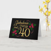 Veertig en Fabulous Gold Red Roses van zaterdag Kaart (Gele Bloem)