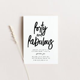 Veertig en Fabulous Verjaardagsuitnodiging Sjabloo Kaart