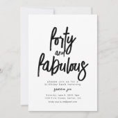 Veertig en Fabulous Verjaardagsuitnodiging Sjabloo Kaart (Voorkant)