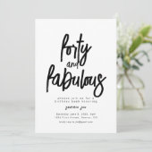 Veertig en Fabulous Verjaardagsuitnodiging Sjabloo Kaart (Staand voorkant)