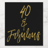 Veertig en Fabulous Wijn Label voor Verjaardag Etiket (Enkel label)