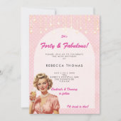 Veertig en fantastische retro roze verjaardag uitn kaart (Voorkant)