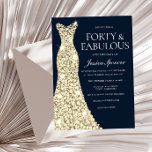 Veertig en geweldig!!! Gold Dress Gown 40th Birthd Kaart<br><div class="desc">Veertig en geweldig!!! Gold Dress gaat over 40e verjaardag Uitnodiging Variaties op uitnodiging en overeenkomende objecten in onze winkel</div>