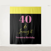 Veertig en liefhebbend 40e verjaardag Geel Zwart Wandkleed (Voorkant)