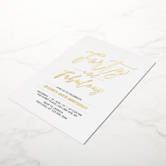 Veertig en onverbiddelijk | Moderne goudprijs 50e Folie Uitnodiging (Gedraaid)