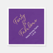 Veertig en vruchtbaar, geboortedag, diep Paars/gou Servet (Voorkant)