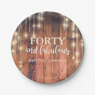 Veertig en vruchtbaar Rustic Wood String Light Bir Papieren Bordje