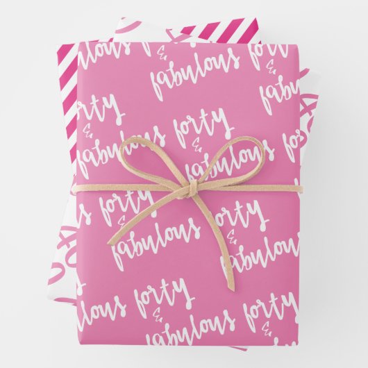 Veertig en vruchtbaar - vuurroze 40ste verjaardag inpakpapier vel (In situ)