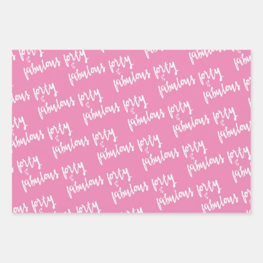 Veertig en vruchtbaar - vuurroze 40ste verjaardag inpakpapier vel (Voorkant)