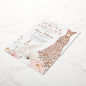 Veertig & Fabulous 40e Verjaardagsfeestje Roos Gou Folie Uitnodiging (Gedraaid)