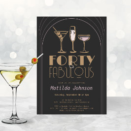 Veertig Fabulous Cocktail Goud Zwart 40e Verjaarda Kaart