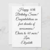 Veertig Fabulous Gold Black Roses Birthday Kaart (Achterkant)