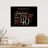 Veertig Fabulous Gold Black rozen van zaterdag Poster (Keuken)