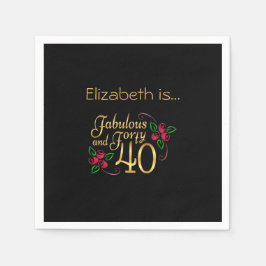 Veertig Fabulous Gold Black rozen van zaterdag Servet