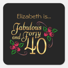 Veertig Fabulous Gold Black rozen van zaterdag Vierkante Sticker