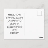 Veertig Fabulous Goud Zwarte Rozen Verjaardag  Briefkaart (Achterkant)