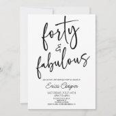 Veertig & Fabulous Minimaal 40e Verjaardagsfeest Kaart (Voorkant)