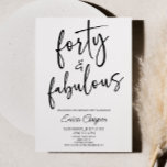 Veertig & Fabulous Minimaal 40e Verjaardagsfeest Kaart<br><div class="desc">Dit is een 40 & Fabulous Minimalistische minimalistische Black White 40e verjaardagsfeestuitnodiging!</div>