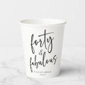 Veertig & Fabulous Minimaal 40e Verjaardagsfeest Papieren Bekers (Achterkant)