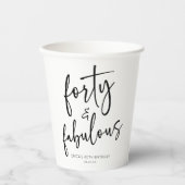 Veertig & Fabulous Minimaal 40e Verjaardagsfeest Papieren Bekers (Voorkant)