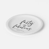 Veertig & Fabulous Minimaal 40e Verjaardagsfeest Papieren Bordje (Gekanteld)