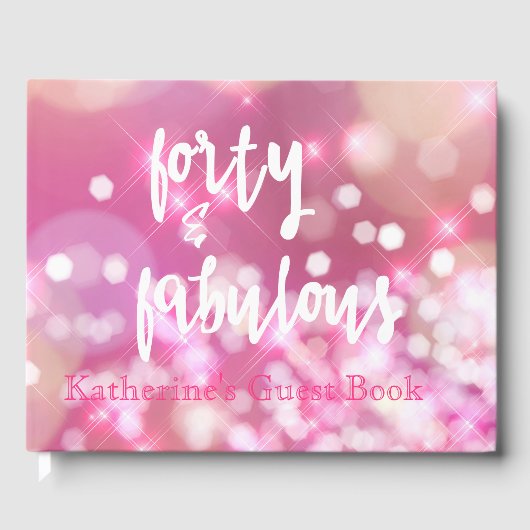 Veertig & Fabulous Pink Sparkle Glamoureus Gastboe Gastenboek (Voorkant)
