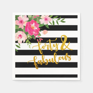 Veertig & Fabulous Servet - Zwart/Wit Strepen