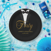 veertig | Gold en zwarte briefing 40e verjaardag Papieren Bordje (Feest)