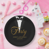 veertig | Gold en zwarte briefing 40e verjaardag Papieren Bordje (Feest)