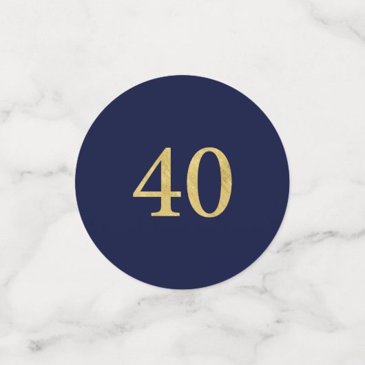 veertig | Gold & Navy Confetti 40ste verjaardagsfe (Kleine voorkant)